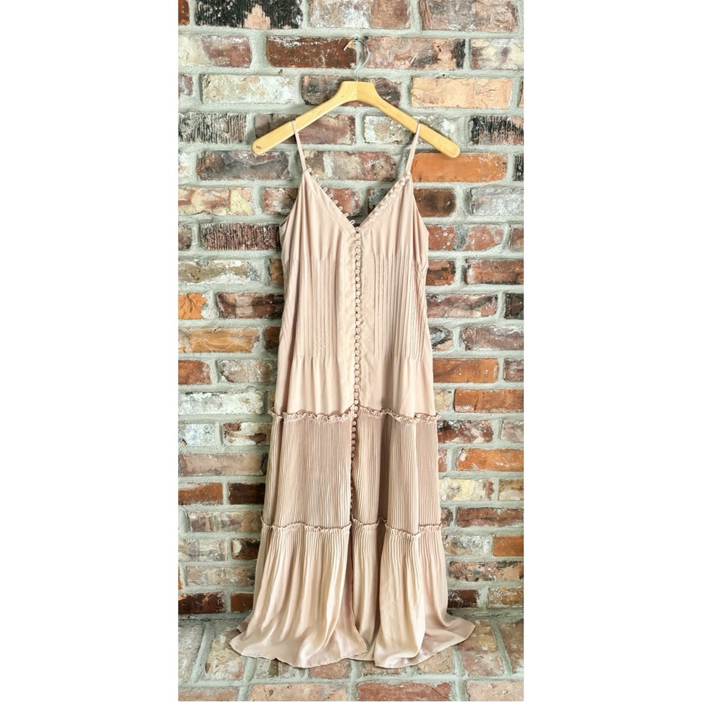 Bardot Cream Pleat Button Detail Tank Sleeveless Maxi Dress, 8